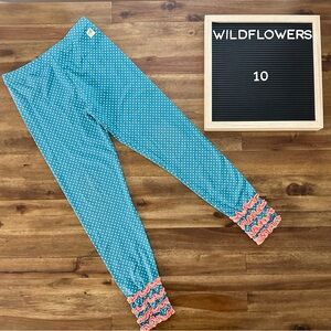 Wildflowers Best Day Ever Mystical Mimi Leggings 10 Blue Polka Dot Pink Ruffle